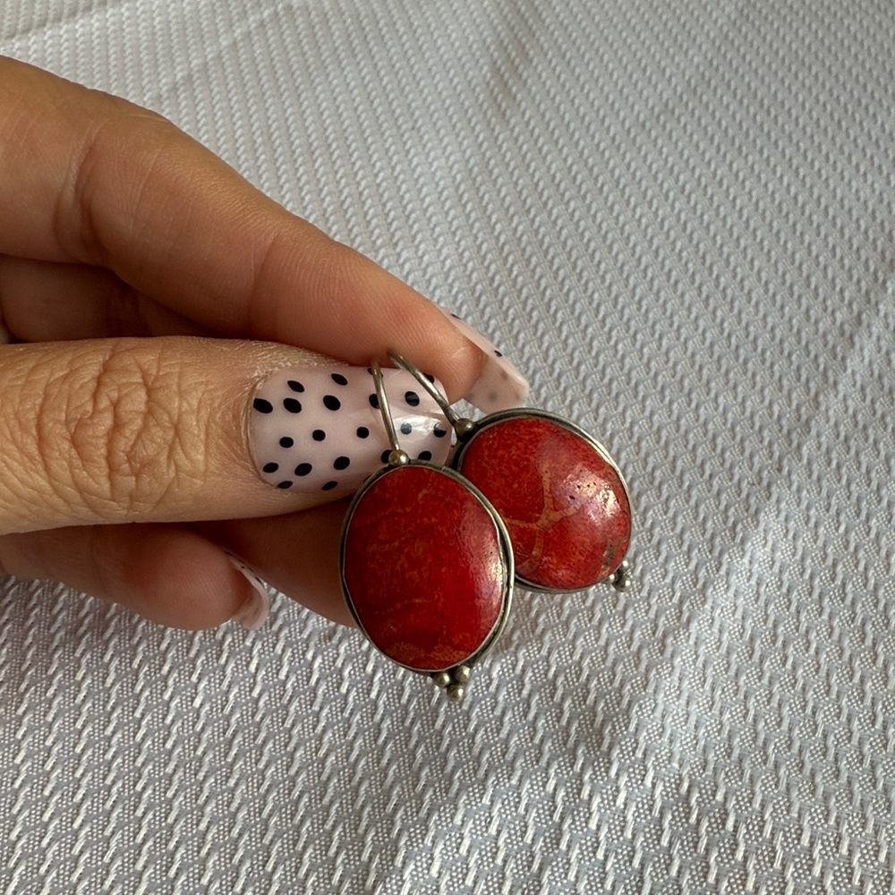 Sterling silver Red Stone Earrings